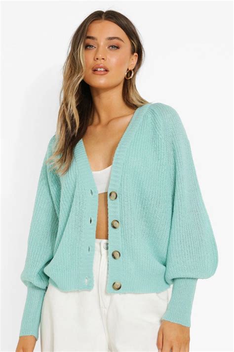 boohoo balloon sleeve cardigan